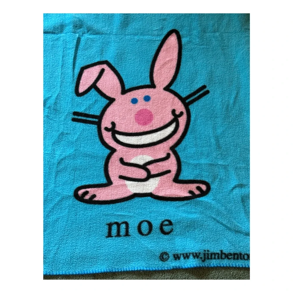 Jim Benton Its Happy Bunny Blanket 48 x 56 Rare Eeny Meeny Hiney Moe Y2K Fleece2